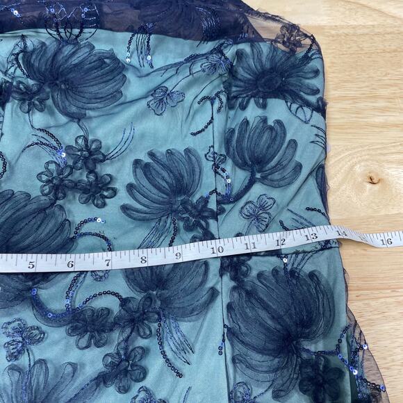 JS Collections NWT Carter Halter Sequim Floral Column Gown Size 4 Blue Green - Picture 8 of 12